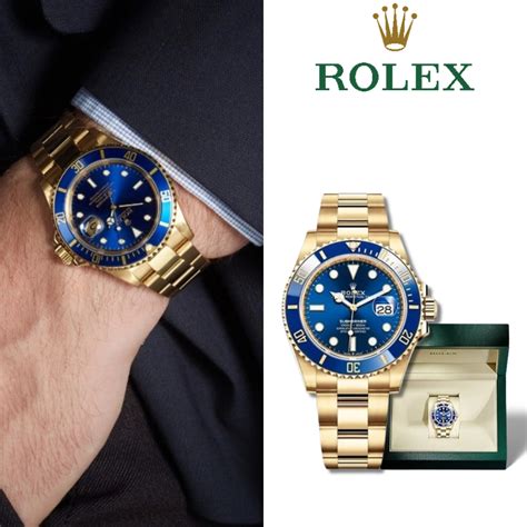 rolex submariner biru dan emas|jam tangan submariner date rolex.